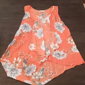 Spence small petite tank top orange Floral